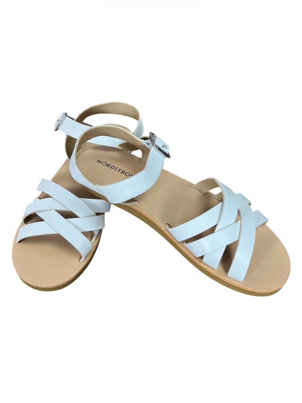 Nordstrom White Strappy Flat Sandals NWT Little Kid Size 1M